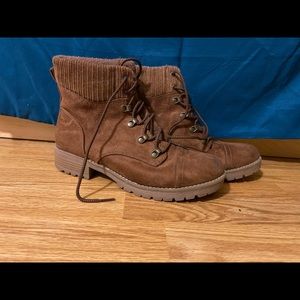 Brown combat boots
